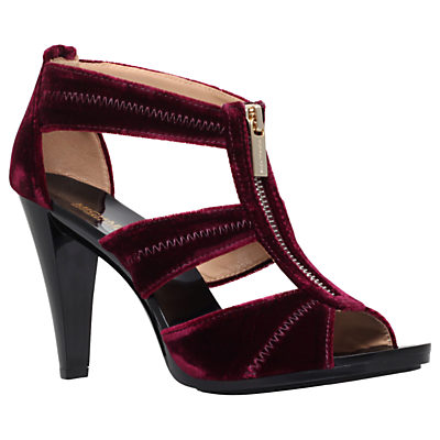 MICHAEL Michael Kors Berkley Zip Front Cone Heeled Sandals Wine MICHAEL Michael Kors Berkley Zip Front Cone Heeled Sandals Wine